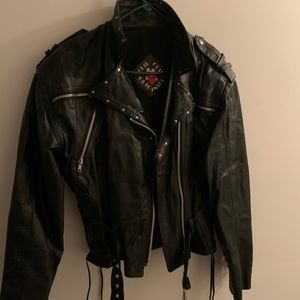 Vintage leather biker jacket with tassels #opentooffers